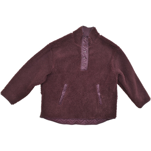 Athleta Women's Polartec Sherpa Fleece Quilted Pullover Jacket Plus Size 1X Red - Picture 1 of 8